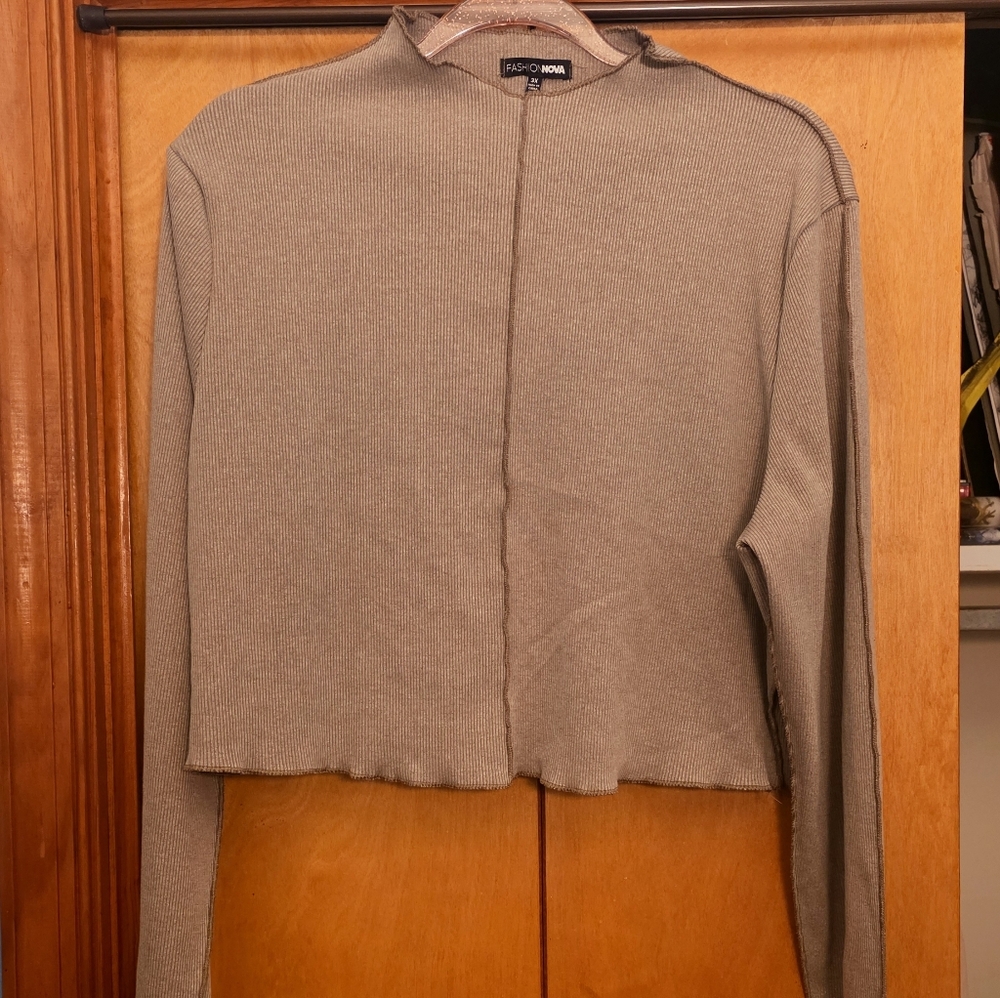 Women's Brown Long Sleeve Top